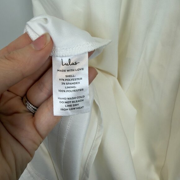 Lulus Divine Darling White Ruffled Skater Dress, Size L - Picture 7 of 10